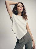 Camiseta Ave Top de algodón con detalle de esferas en el borde