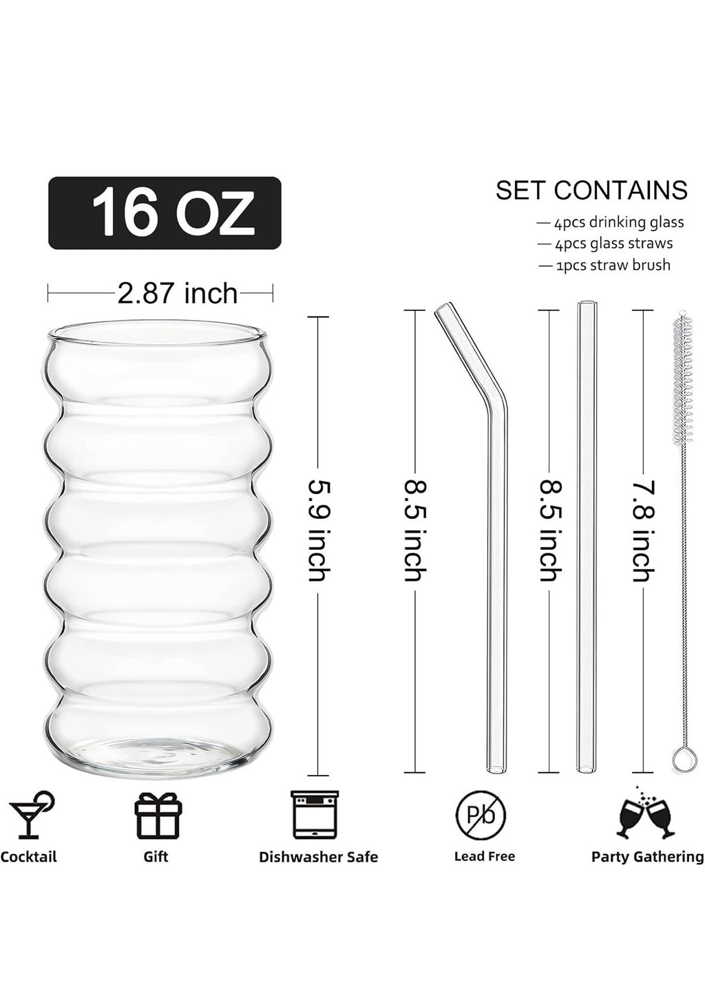 SET 4 VASOS DE VIDRIO