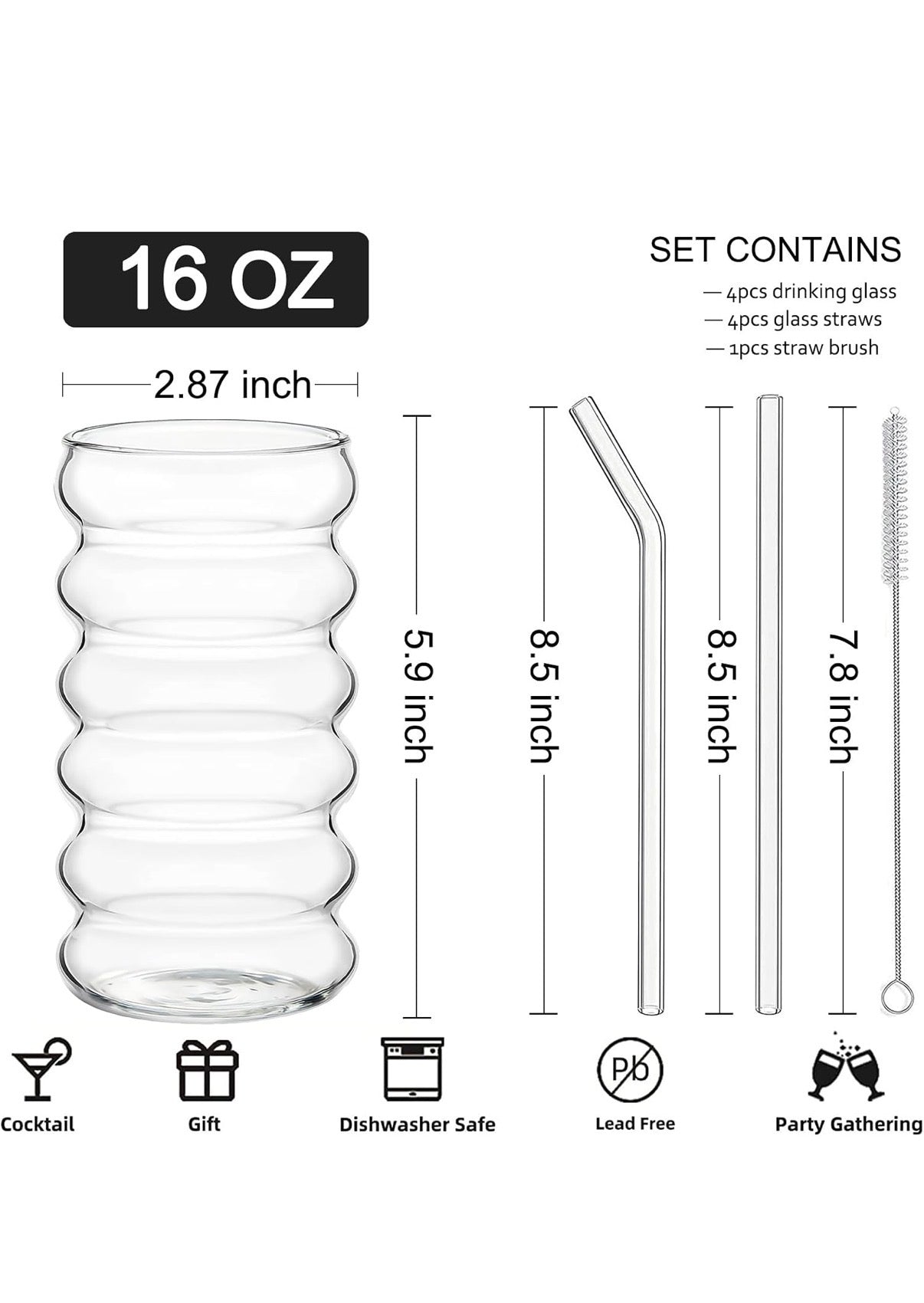 SET 4 VASOS DE VIDRIO