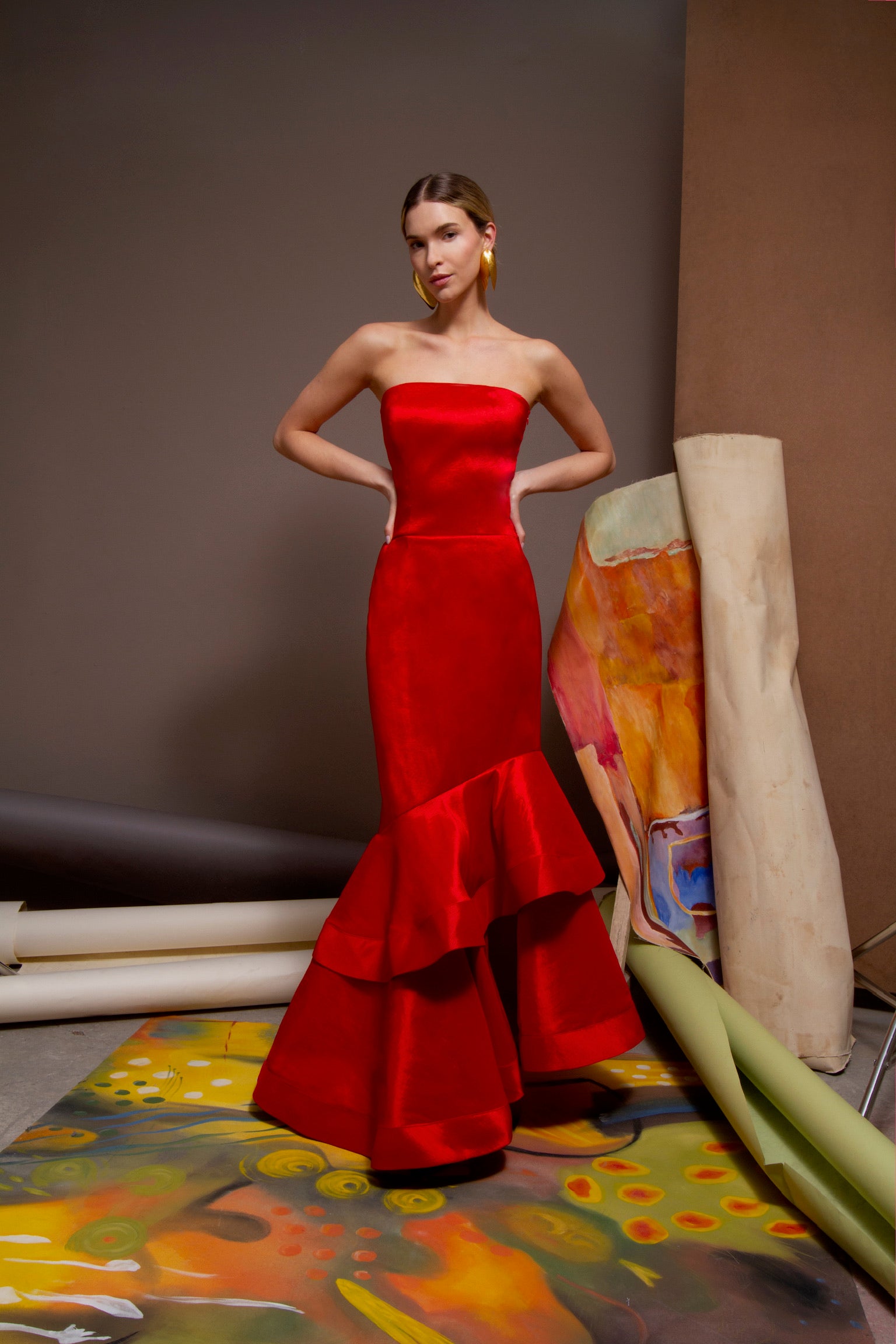 Vestido de ocasión especial en color rojo intenso