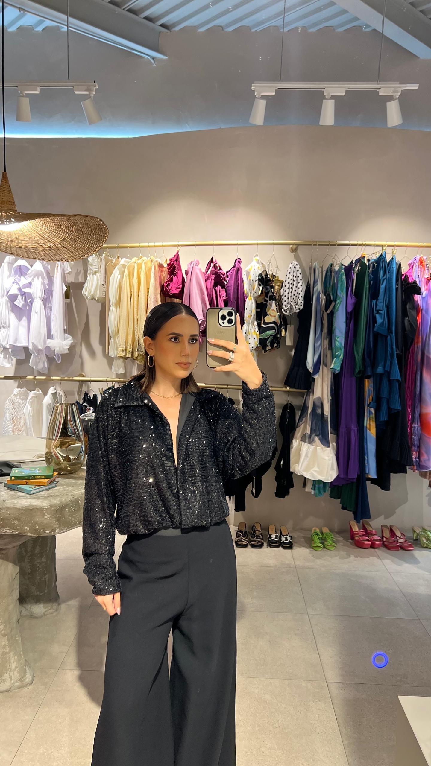 BODYSUIT LENTEJUELA NEGRO PLATA - DISEÑO VENEZOLANO
